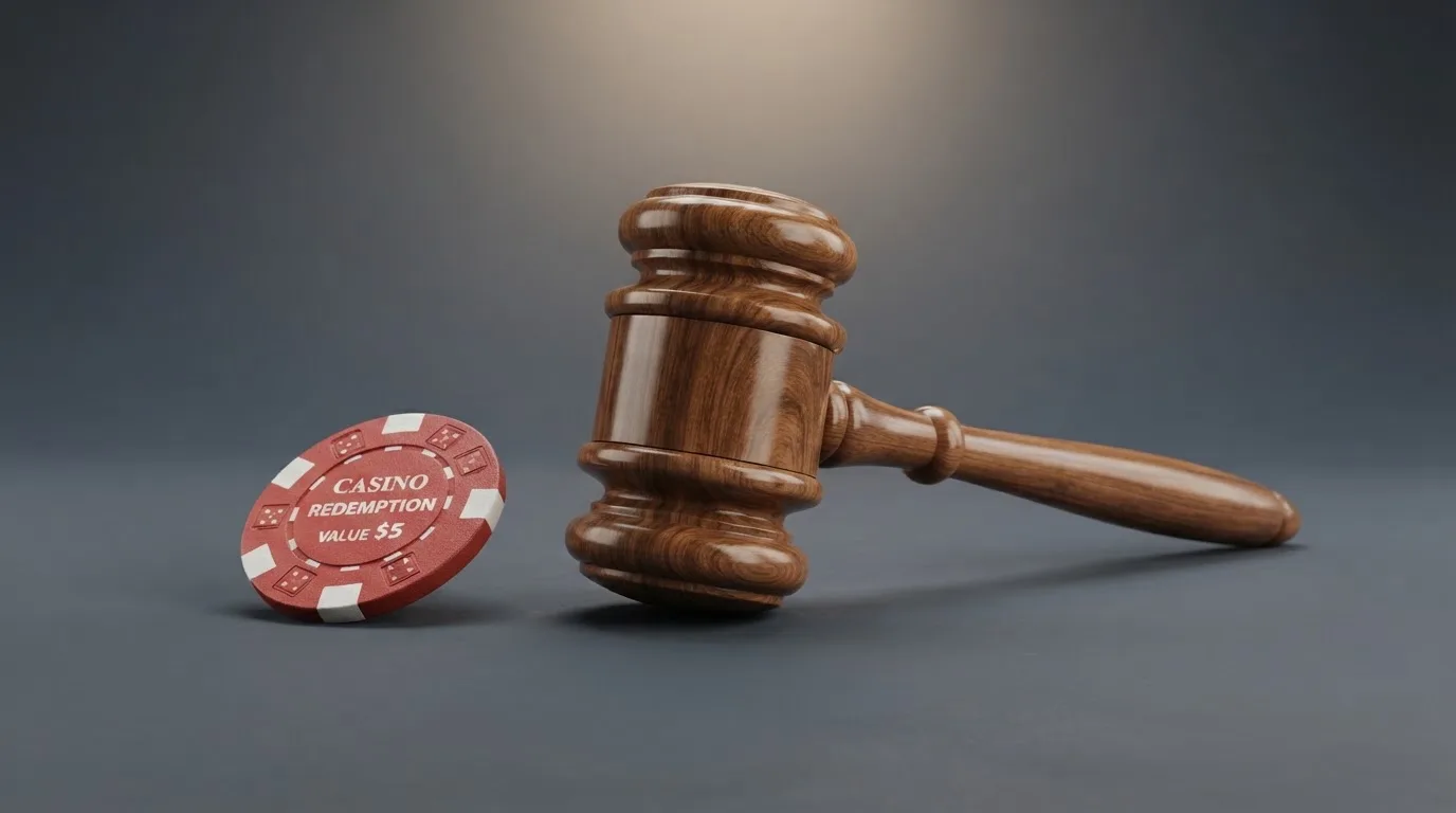 zbliżenie na wydrukowany paragraf ustawy o grach hazardowych leżący obok młotka sędziowskiego